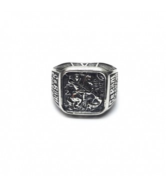 R002388 Sterling Silver Men Ring Saint George Hallmarked Solid 925 Handmade Nickel Free